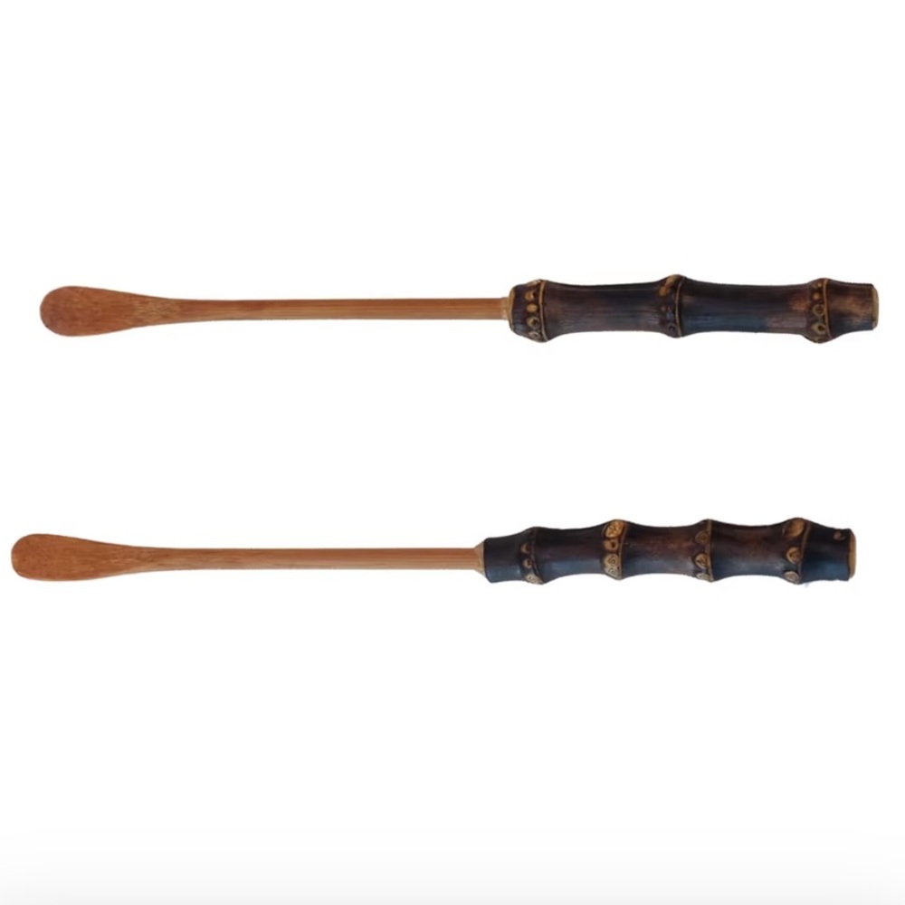 Handmade Bamboo Long Handle Teaspoon Set 7.2” Black Chinese Style NEW in Box 🍵🥄🌿